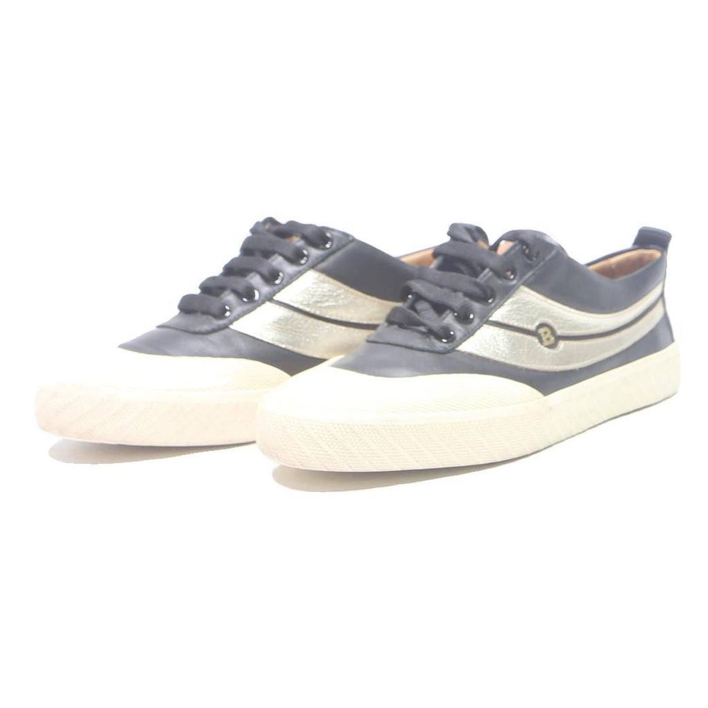 BALLY Womens Casual Lace-Up Trainers Black & Cream Polyester UK 4.5 Stylish