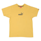 PUMA Mens Yellow Graphic T-Shirt S Short Sleeve Crew Neck Logo Sport