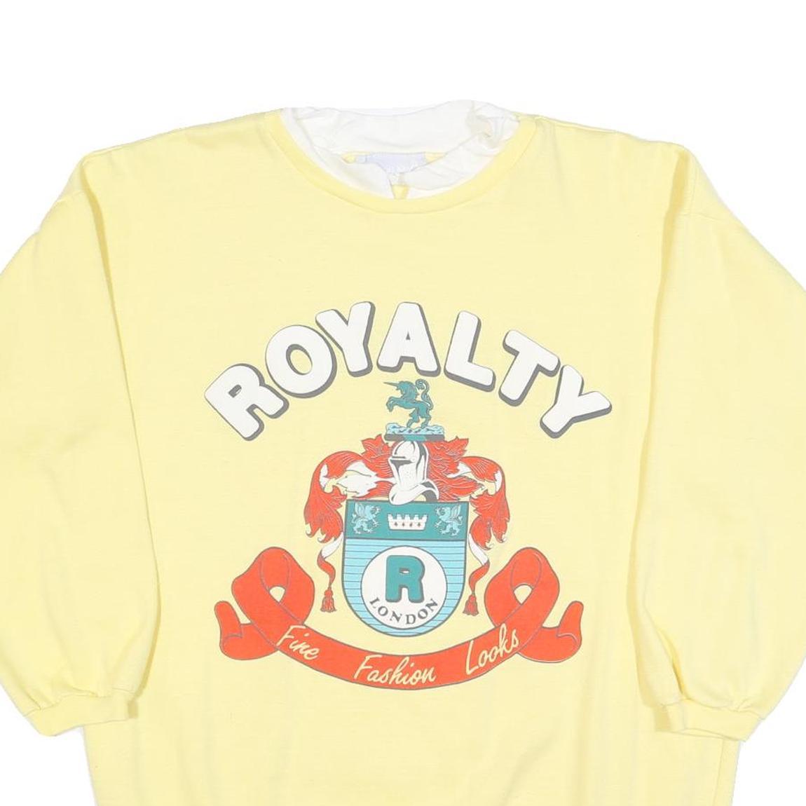 KARAS KLOSET Womens Yellow Sweatshirt Royalty Crest M Cotton Blend Crew Neck