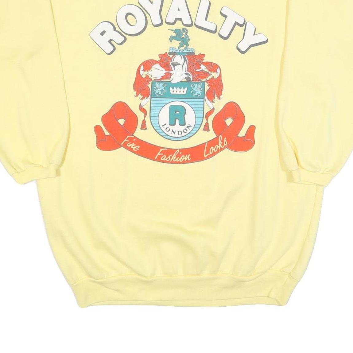 KARAS KLOSET Womens Yellow Sweatshirt Royalty Crest M Cotton Blend Crew Neck