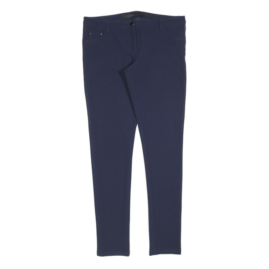 SILVIAN HEACH Womens Polyester Blend Navy Slim Skinny Trousers W32 L30