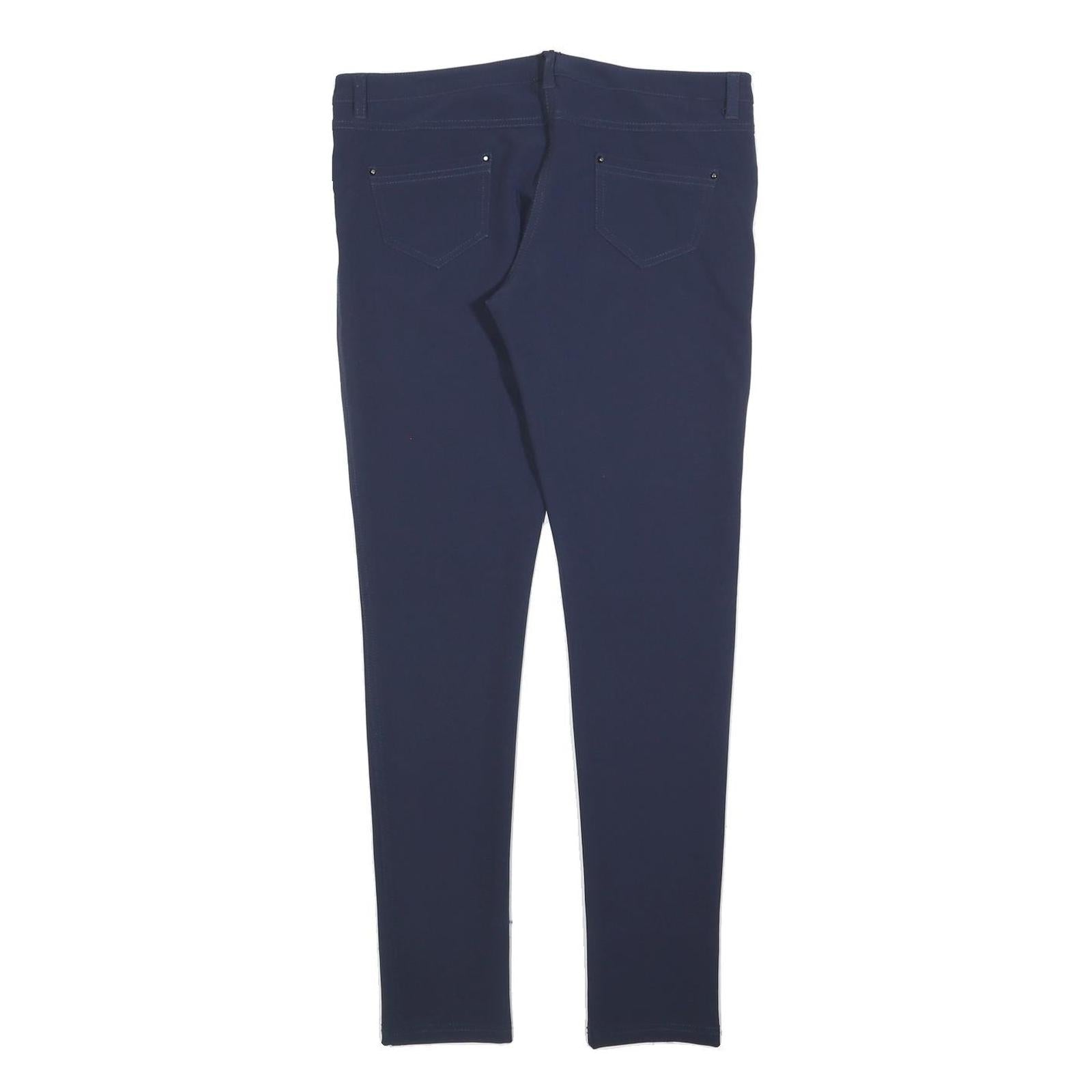 SILVIAN HEACH Womens Polyester Blend Navy Slim Skinny Trousers W32 L30