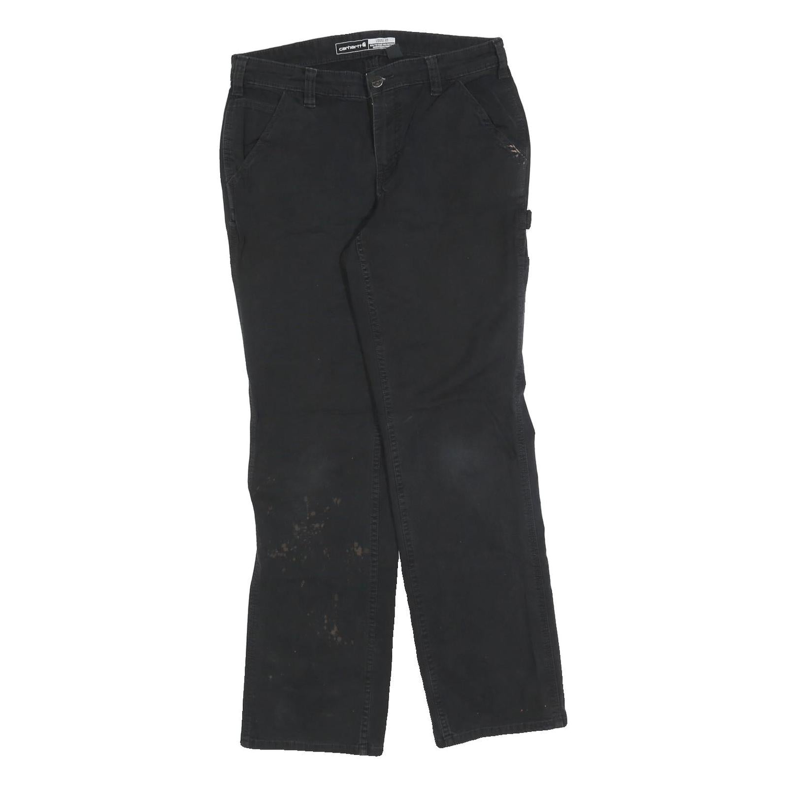 CARHARTT Womens Cotton Blend Black Relaxed Straight Trousers W30 L30 Workwear