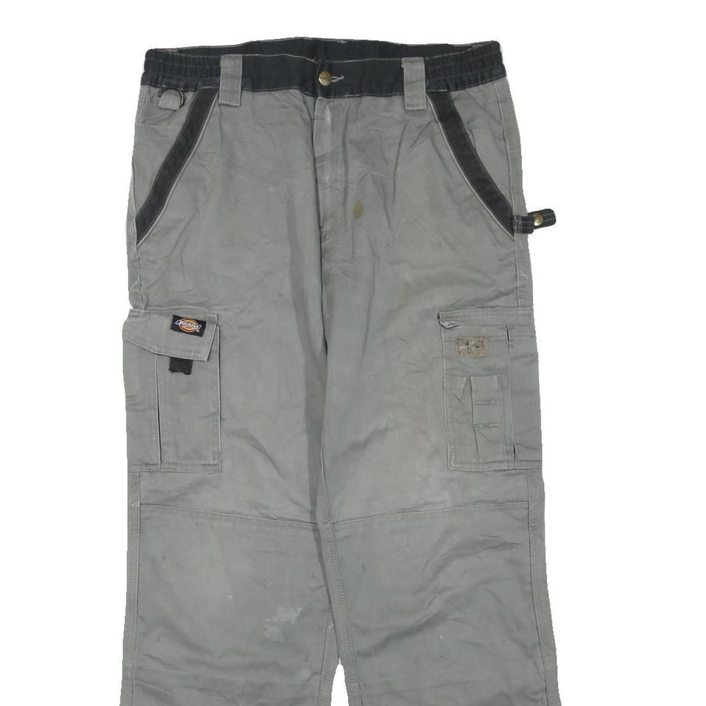 DICKIES Mens Regular Grey Cotton Blend Regular Fit Trousers W34 L30 Workwear