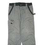 DICKIES Mens Regular Grey Cotton Blend Regular Fit Trousers W34 L30 Workwear