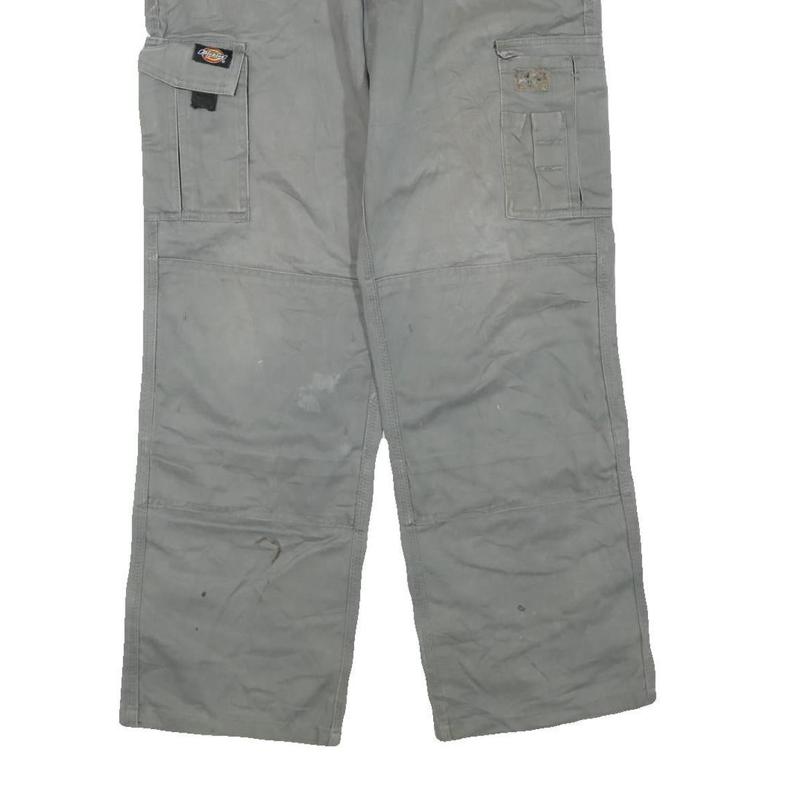 DICKIES Mens Regular Grey Cotton Blend Regular Fit Trousers W34 L30 Workwear