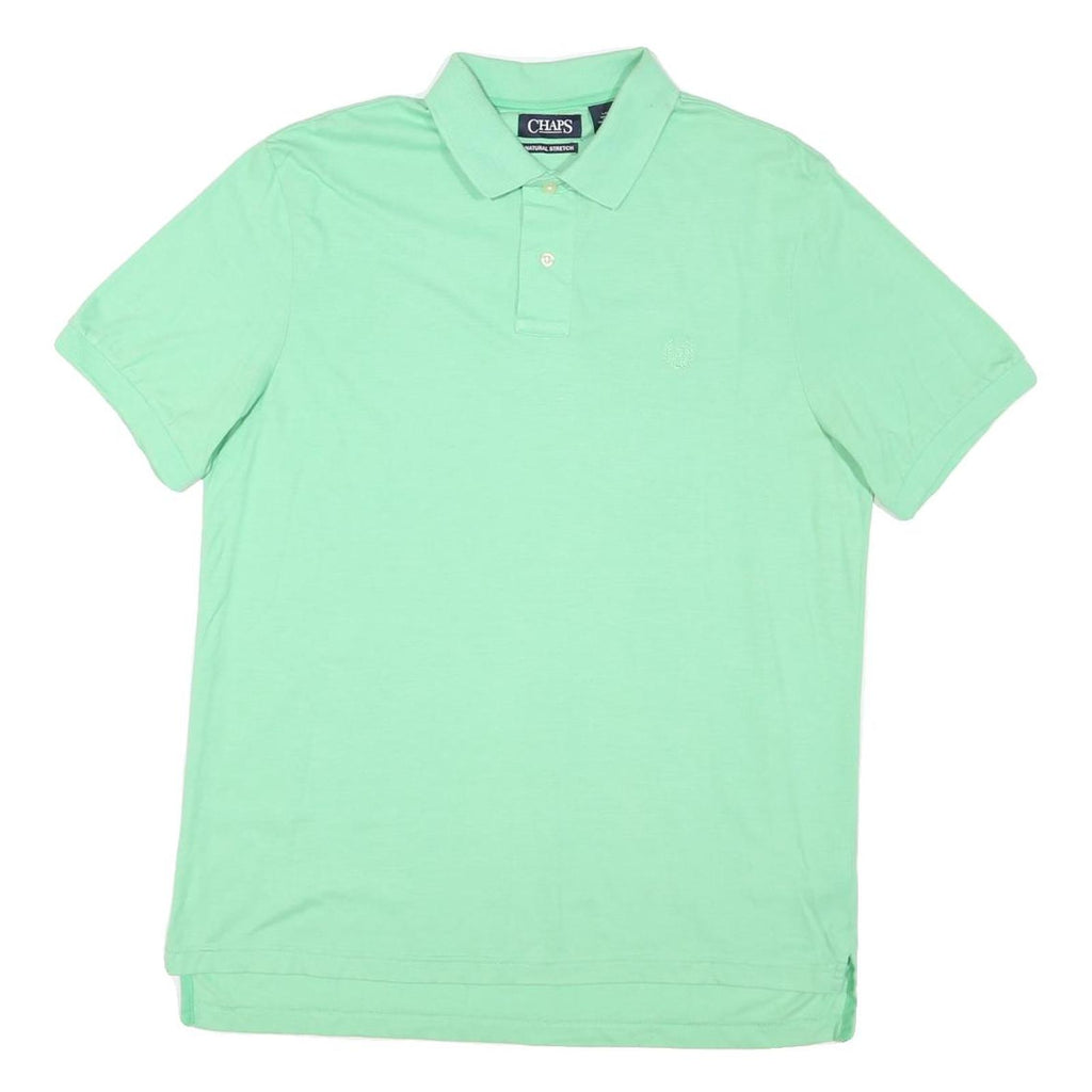 CHAPS Mens Green L Cotton Blend Polo Shirt Short Sleeve Plain Casual