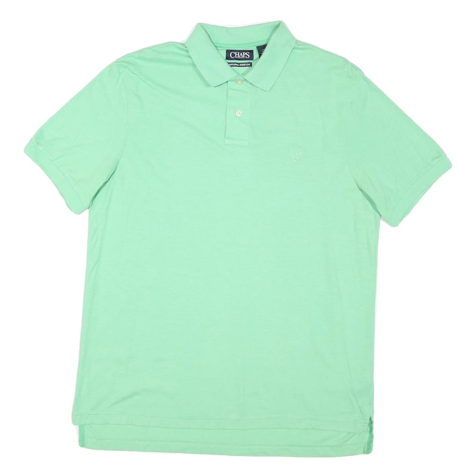 CHAPS Mens Green L Cotton Blend Polo Shirt Short Sleeve Plain Casual