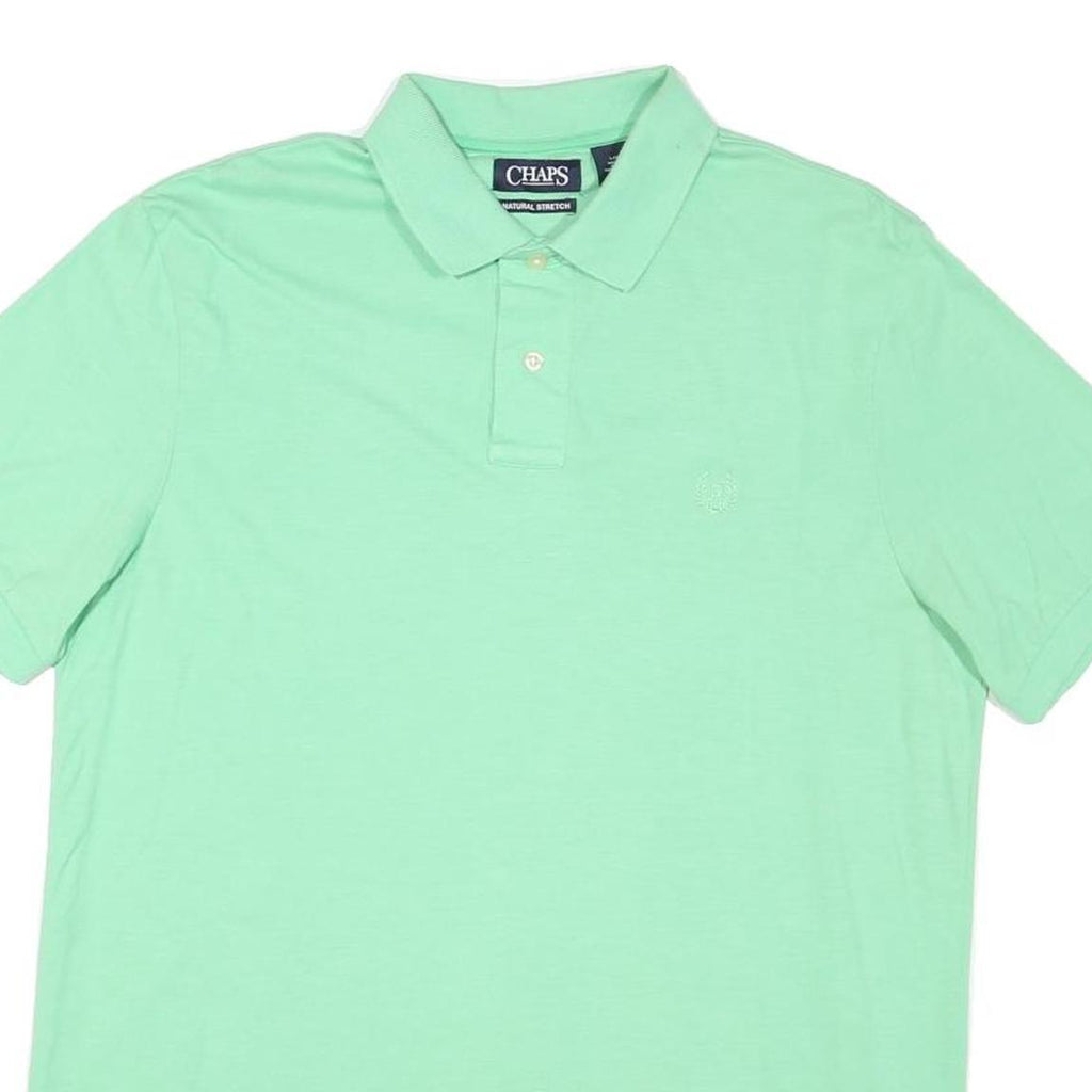 CHAPS Mens Green L Cotton Blend Polo Shirt Short Sleeve Plain Casual