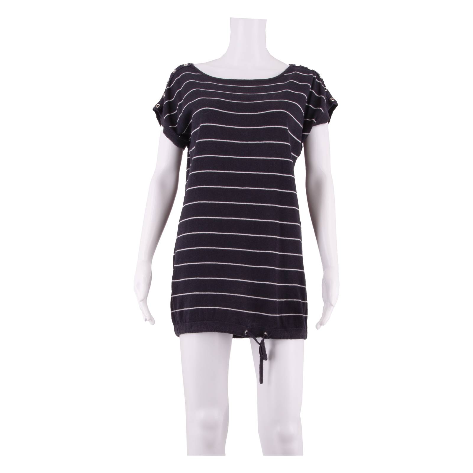 LAURA ASHLEY Womens T-Shirt Dress Blue Striped Short Sleeve Short UK 10