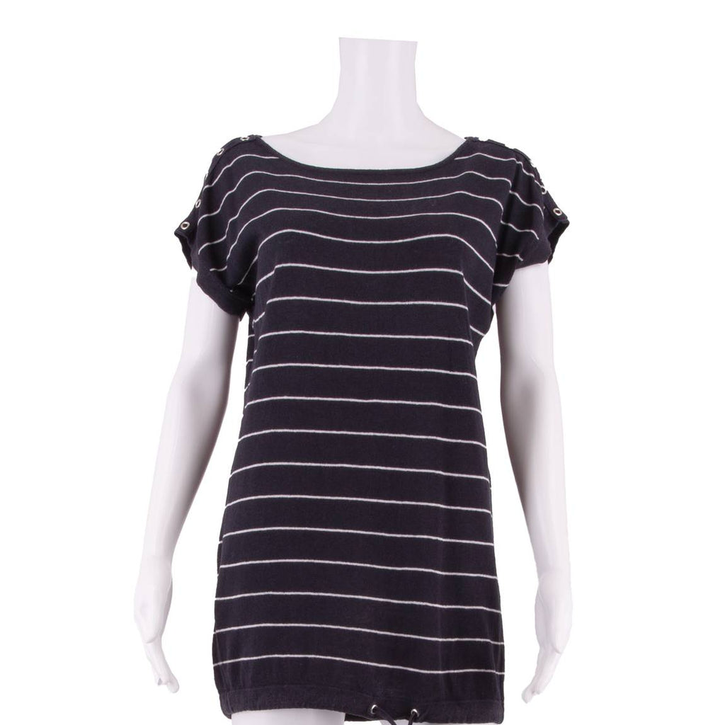 LAURA ASHLEY Womens T-Shirt Dress Blue Striped Short Sleeve Short UK 10