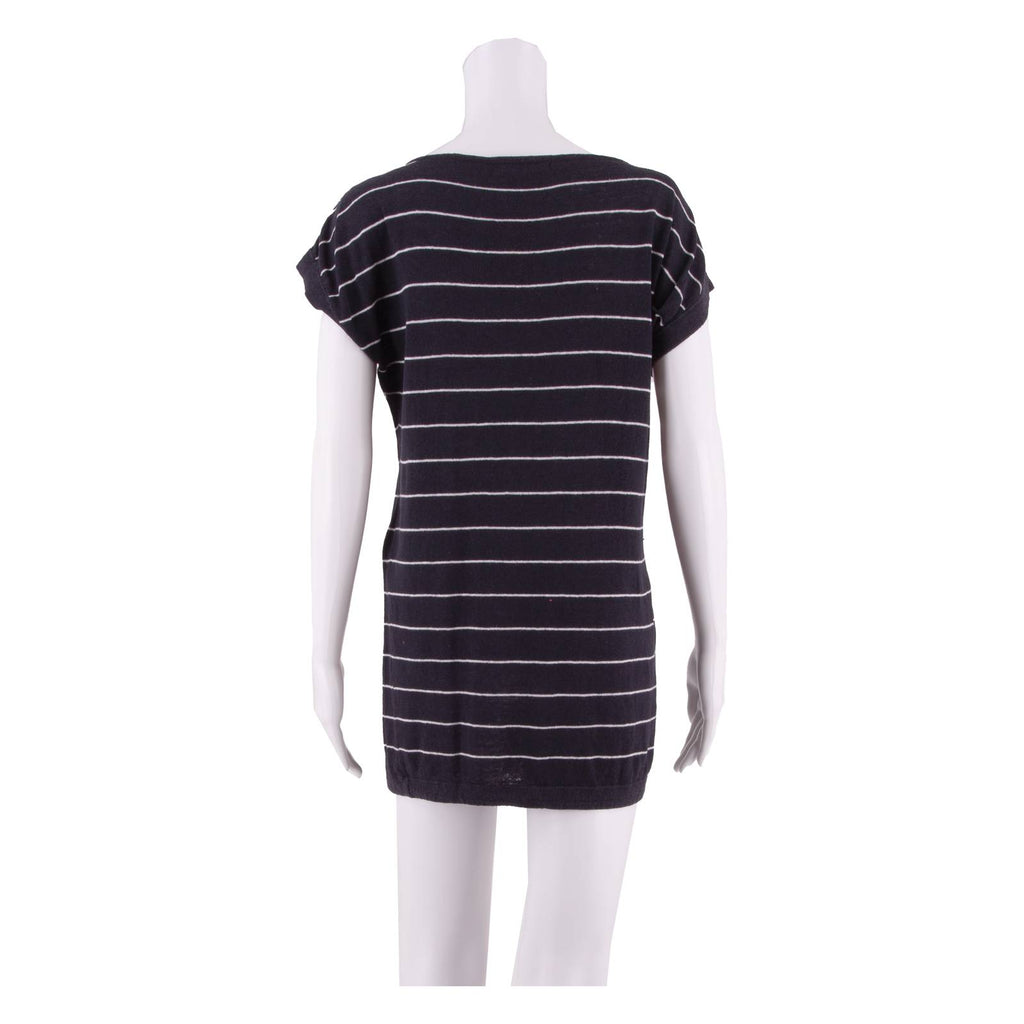 LAURA ASHLEY Womens T-Shirt Dress Blue Striped Short Sleeve Short UK 10