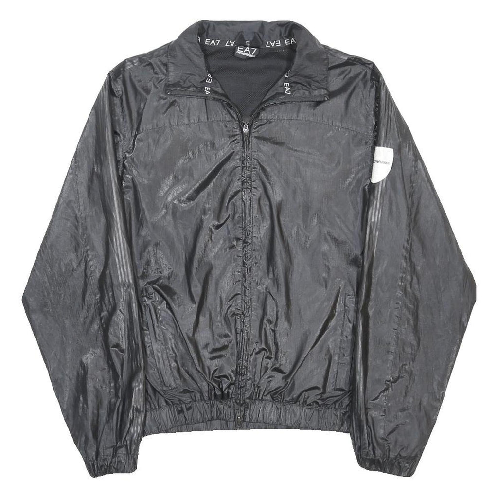 EA7 EMPORIO ARMANI Womens Black Lightweight Jacket M Polyester Zip Plain