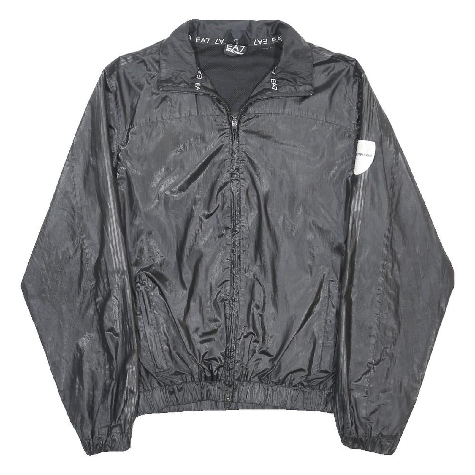 EA7 EMPORIO ARMANI Womens Black Lightweight Jacket M Polyester Zip Plain