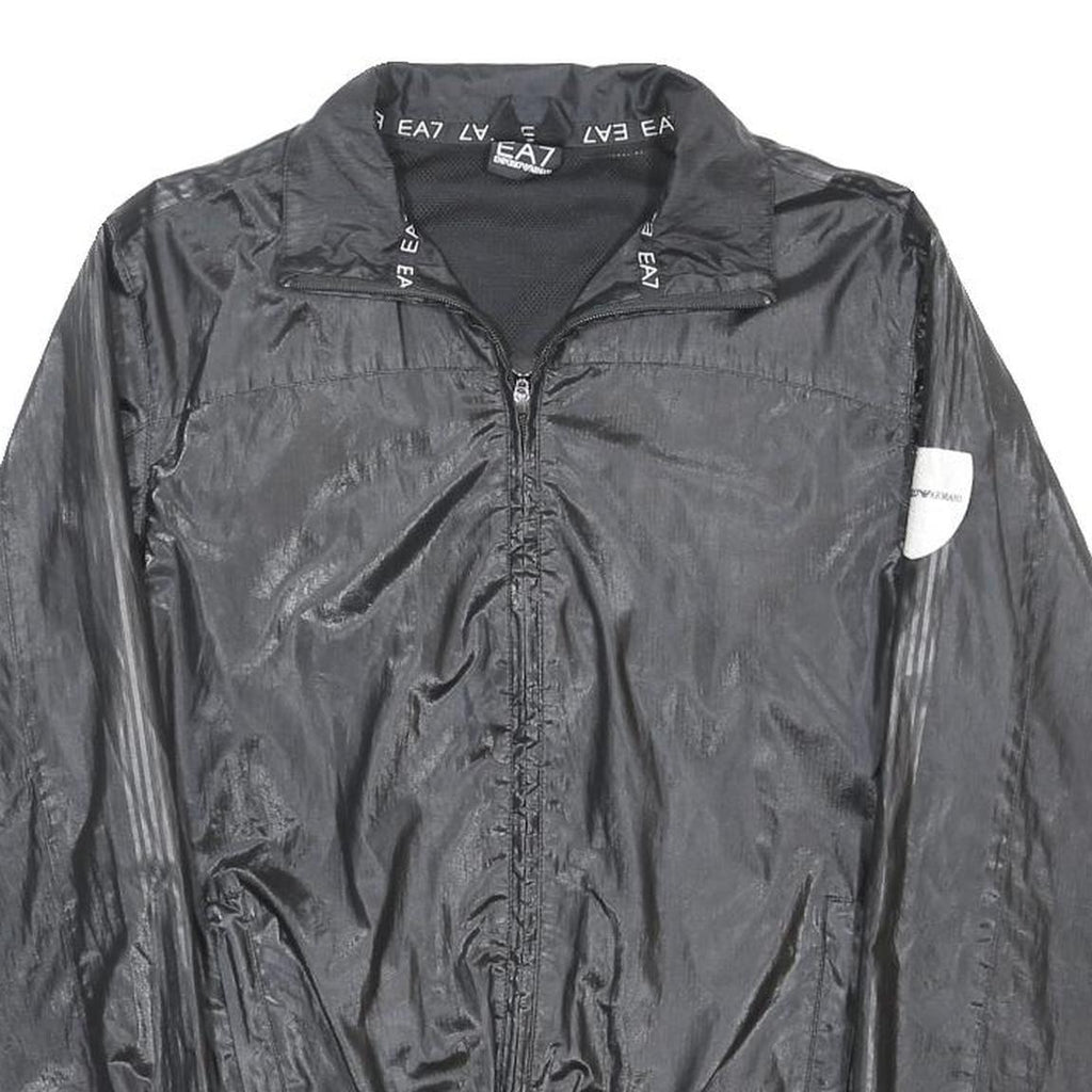 EA7 EMPORIO ARMANI Womens Black Lightweight Jacket M Polyester Zip Plain