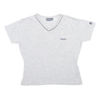 REEBOK Womens Grey S Short Sleeve V-Neck Cotton Blend T-Shirt Casual