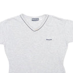 REEBOK Womens Grey S Short Sleeve V-Neck Cotton Blend T-Shirt Casual