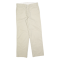 DICKIES Mens Cotton Blend Beige Regular Fit Straight Leg Trousers W33 L30