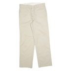 DICKIES Mens Cotton Blend Beige Regular Fit Straight Leg Trousers W33 L30