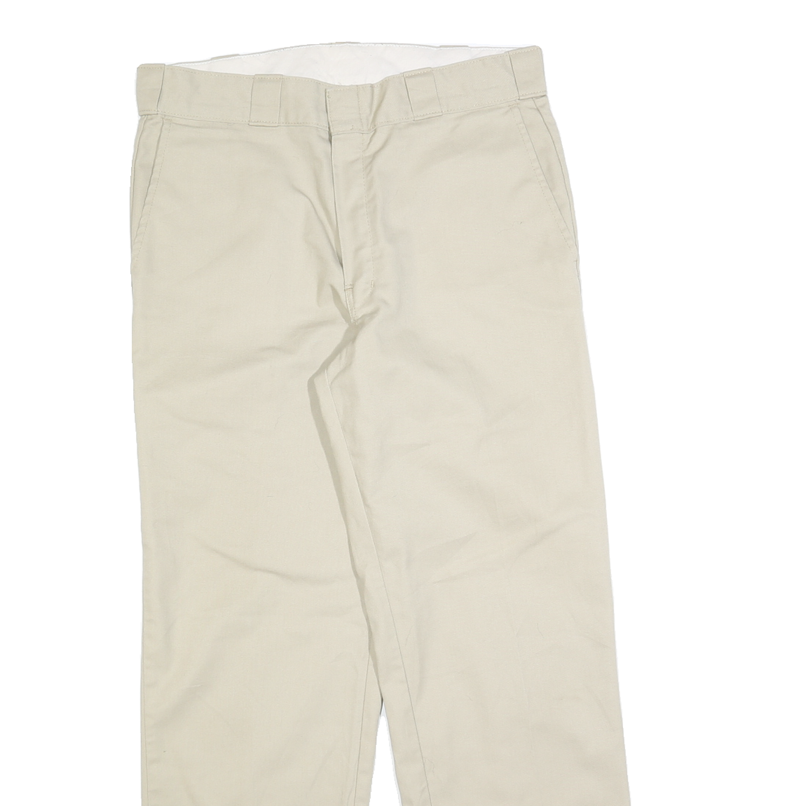 DICKIES Mens Cotton Blend Beige Regular Fit Straight Leg Trousers W33 L30