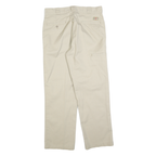 DICKIES Mens Cotton Blend Beige Regular Fit Straight Leg Trousers W33 L30