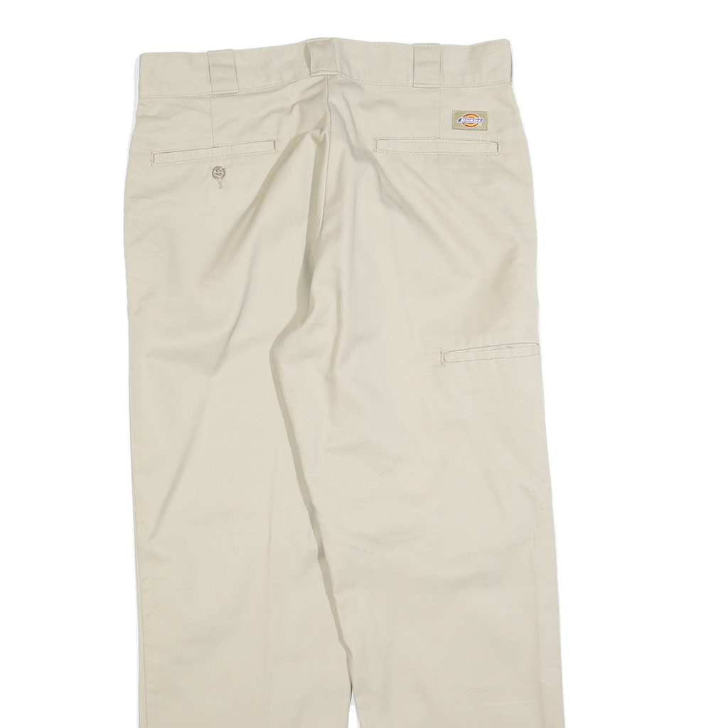DICKIES Mens Cotton Blend Beige Regular Fit Straight Leg Trousers W33 L30