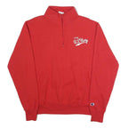 CHAMPION Mens Red U.S. Navy 1/4 Zip Sweatshirt M Cotton Blend Pullover