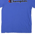 CHAMPION Mens Blue Graphic T-Shirt XS Short Sleeve Crew Neck Cotton Blend Casual