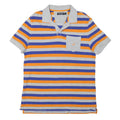 NAUTICA Mens Grey & Orange & Blue Striped Short Sleeve Polo Shirt L Cotton Blend