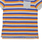 NAUTICA Mens Grey & Orange & Blue Striped Short Sleeve Polo Shirt L Cotton Blend