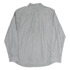 TOMMY HILFIGER Mens Grey & White Striped Shirt L Classic Fit Button Down Cotton
