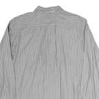TOMMY HILFIGER Mens Grey & White Striped Shirt L Classic Fit Button Down Cotton