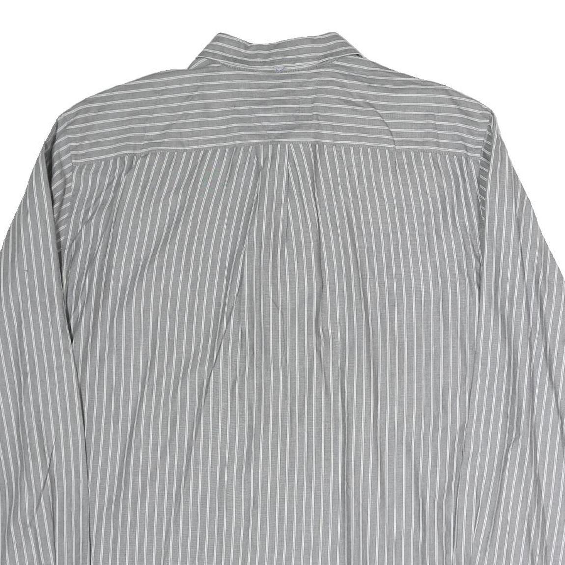 TOMMY HILFIGER Mens Grey & White Striped Shirt L Classic Fit Button Down Cotton