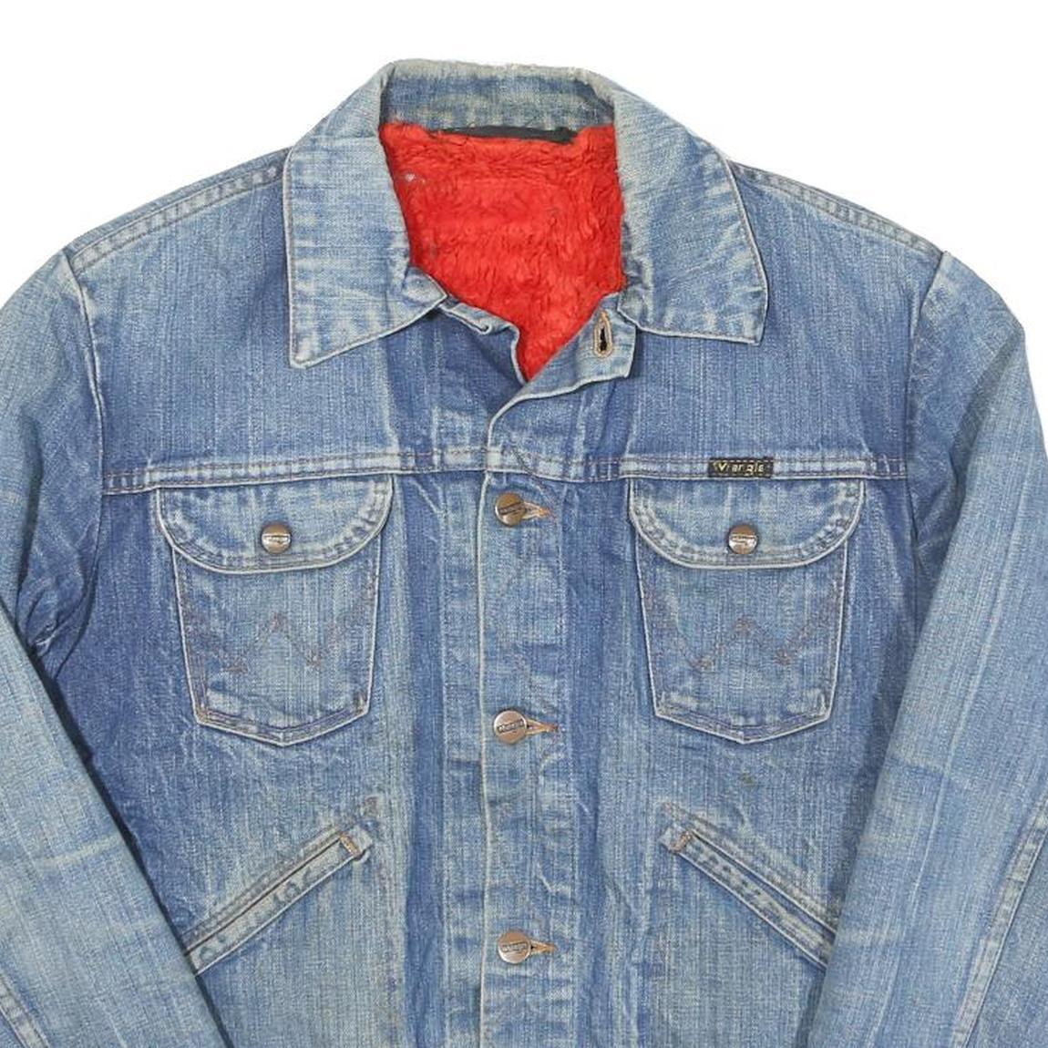 WRANGLER Mens Blue Button Cotton Blend Denim Jacket XS Casual Vintage Style