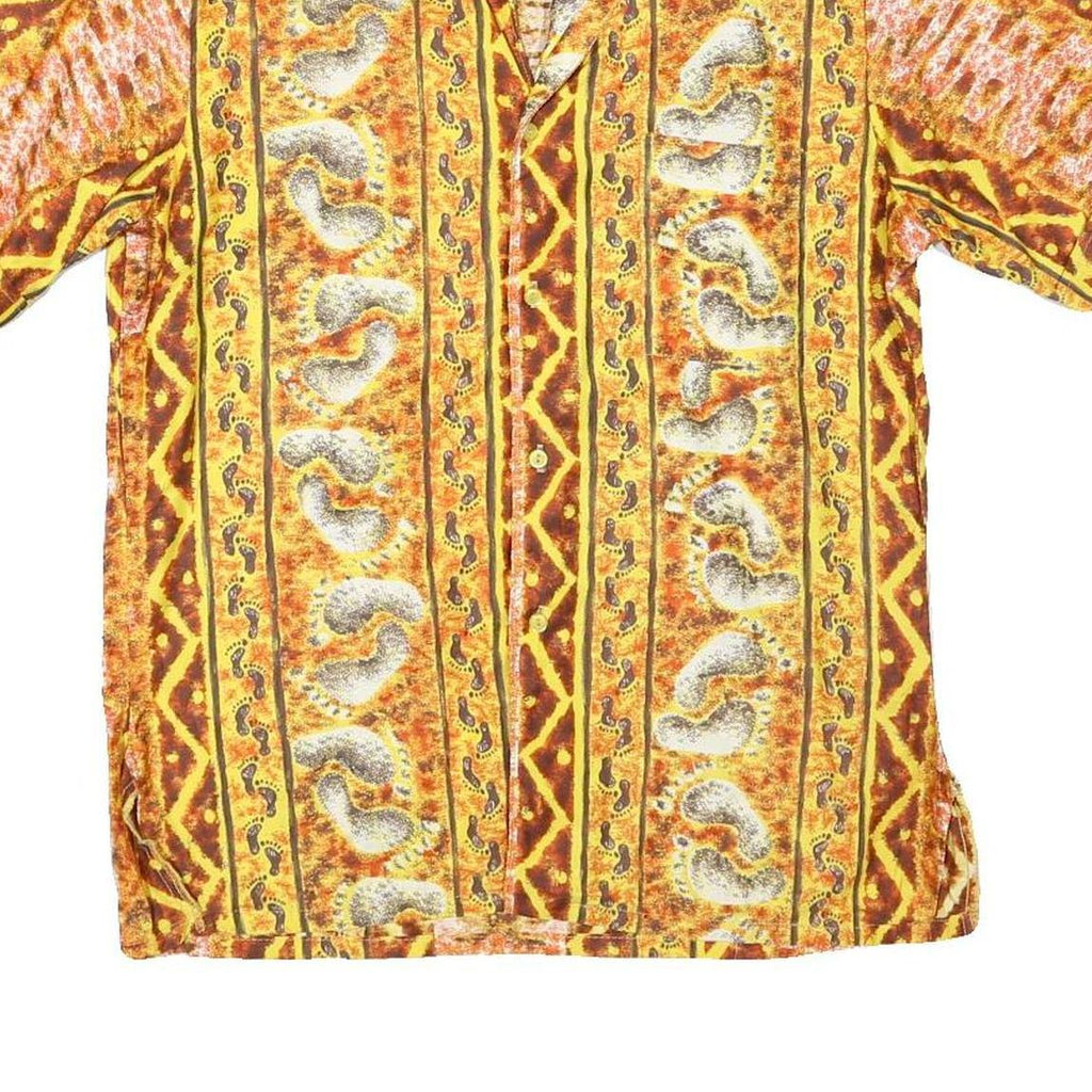 BAREFOOT HALLOWEEN Mens Yellow Halloween Themed Shirt XS Cotton Blend Casual