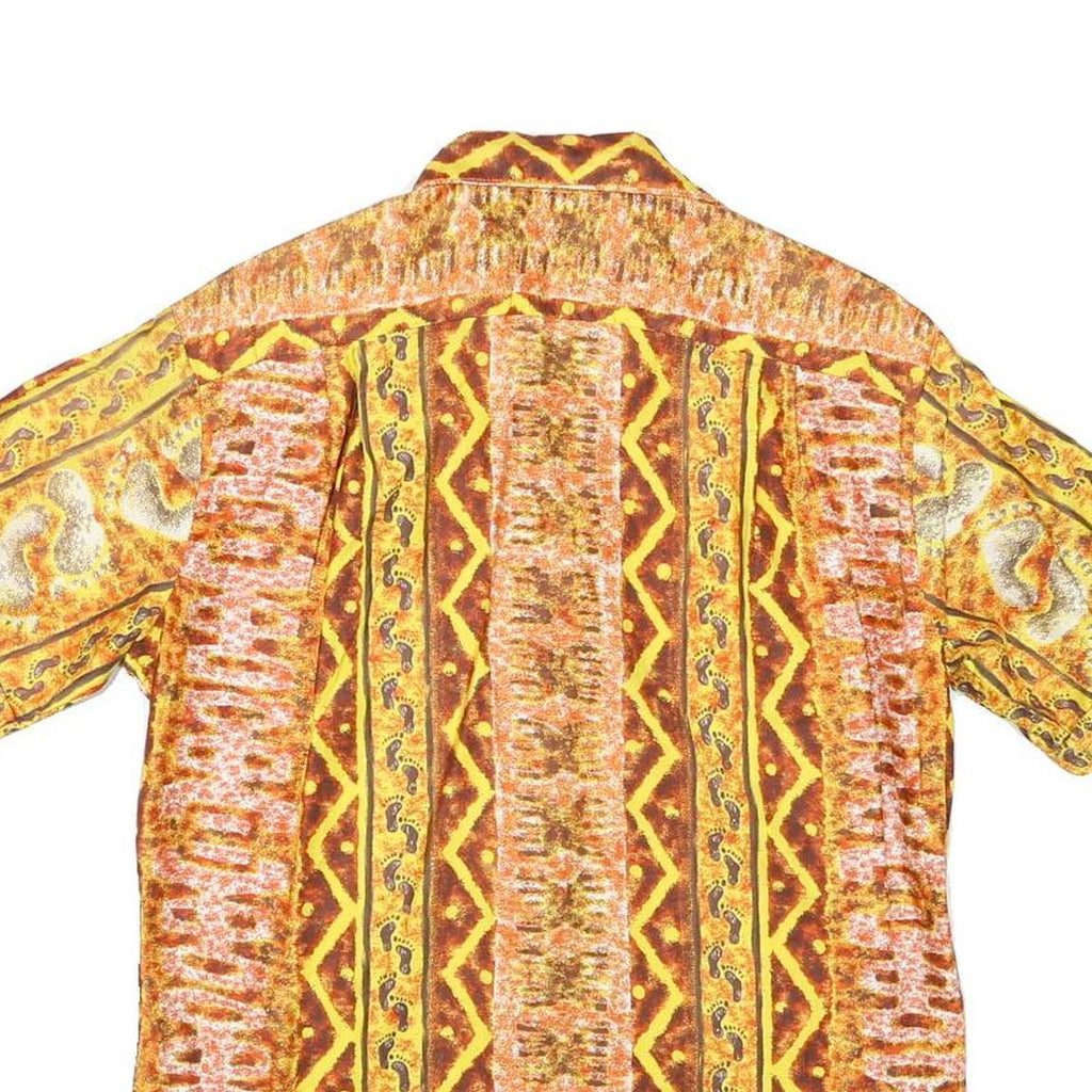 BAREFOOT HALLOWEEN Mens Yellow Halloween Themed Shirt XS Cotton Blend Casual