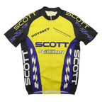 SCOTT Mens Yellow & Purple Racing T-Shirt L Short Sleeve Crew Neck Polyester