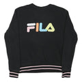FILA Womens Black Multicolour Logo Crew Neck S Casual Sweatshirt