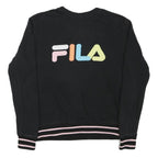 FILA Womens Black Multicolour Logo Crew Neck S Casual Sweatshirt