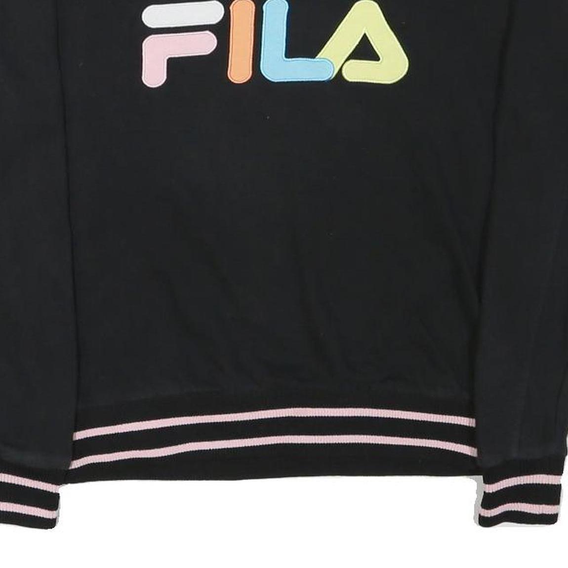 FILA Womens Black Multicolour Logo Crew Neck S Casual Sweatshirt