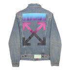 OFF-WHITE Mens Blue Denim Jacket S Cotton Button Casual Streetwear