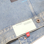 OFF-WHITE Mens Blue Denim Jacket S Cotton Button Casual Streetwear