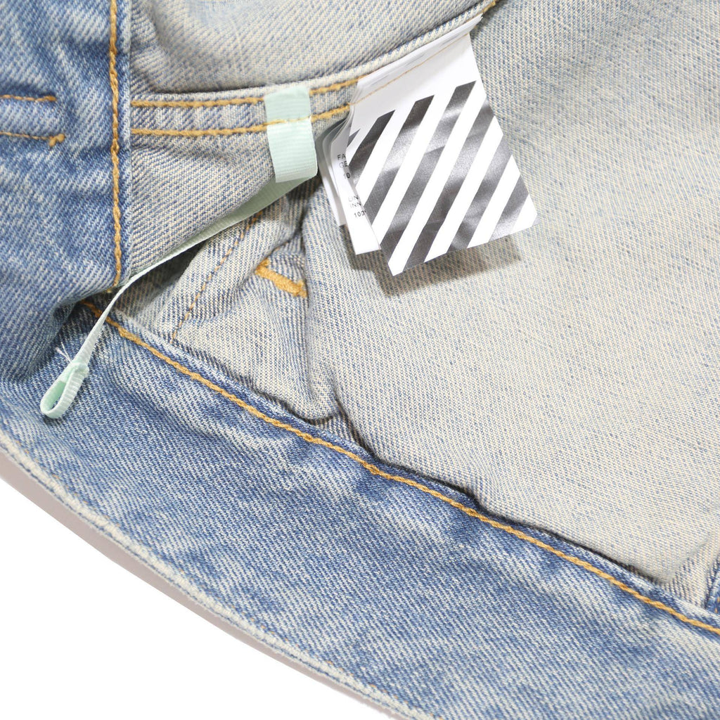 OFF-WHITE Mens Blue Denim Jacket S Cotton Button Casual Streetwear