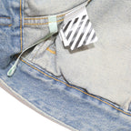 OFF-WHITE Mens Blue Denim Jacket S Cotton Button Casual Streetwear