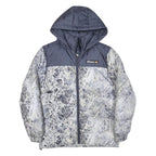 ELLESSE Womens Grey & White Marble Print Hooded Puffer Jacket XS Polyester Blend