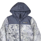 ELLESSE Womens Grey & White Marble Print Hooded Puffer Jacket XS Polyester Blend