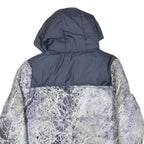 ELLESSE Womens Grey & White Marble Print Hooded Puffer Jacket XS Polyester Blend