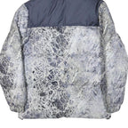 ELLESSE Womens Grey & White Marble Print Hooded Puffer Jacket XS Polyester Blend