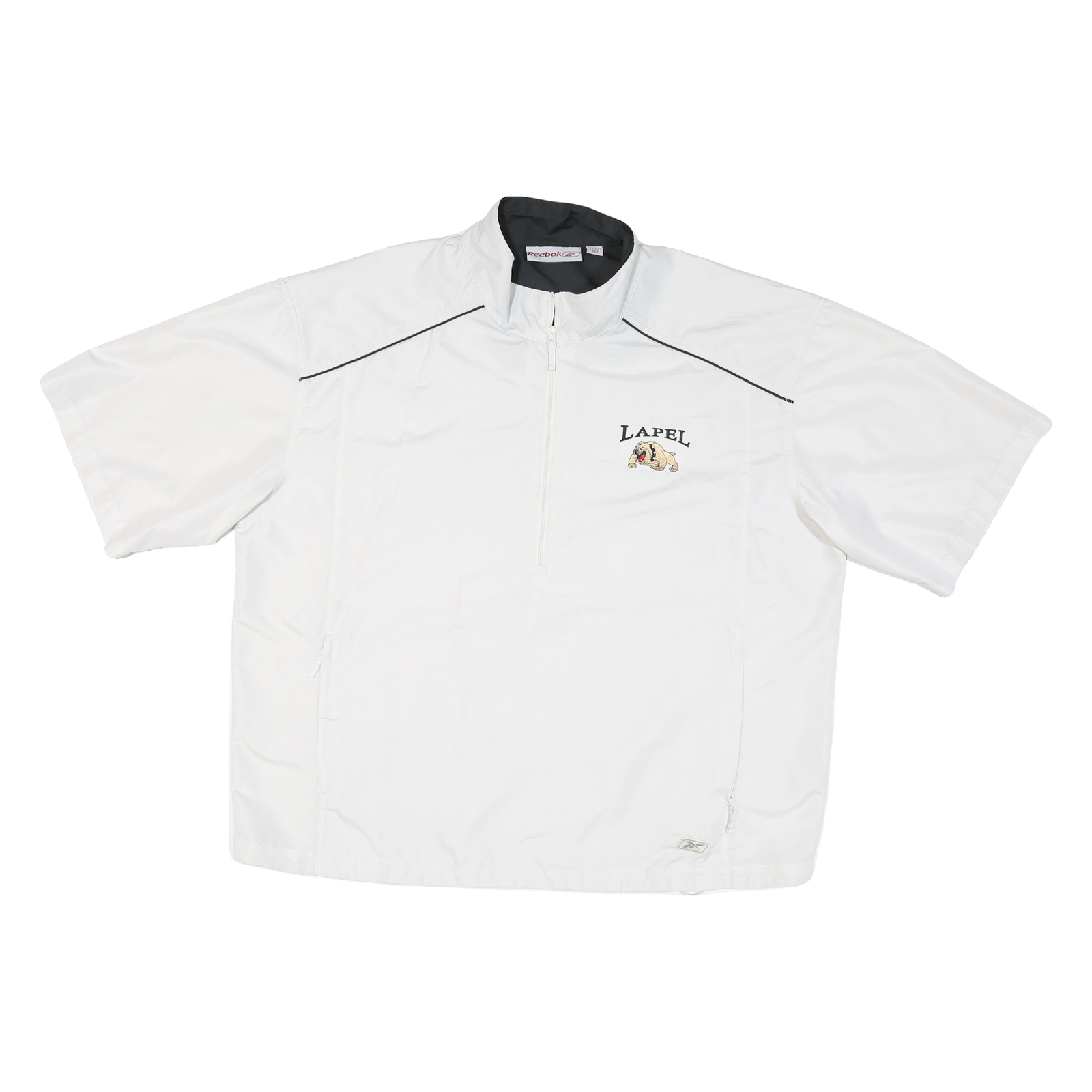 REEBOK Mens White Lapel Nylon Jacket XL Lightweight Zip Pockets Casual