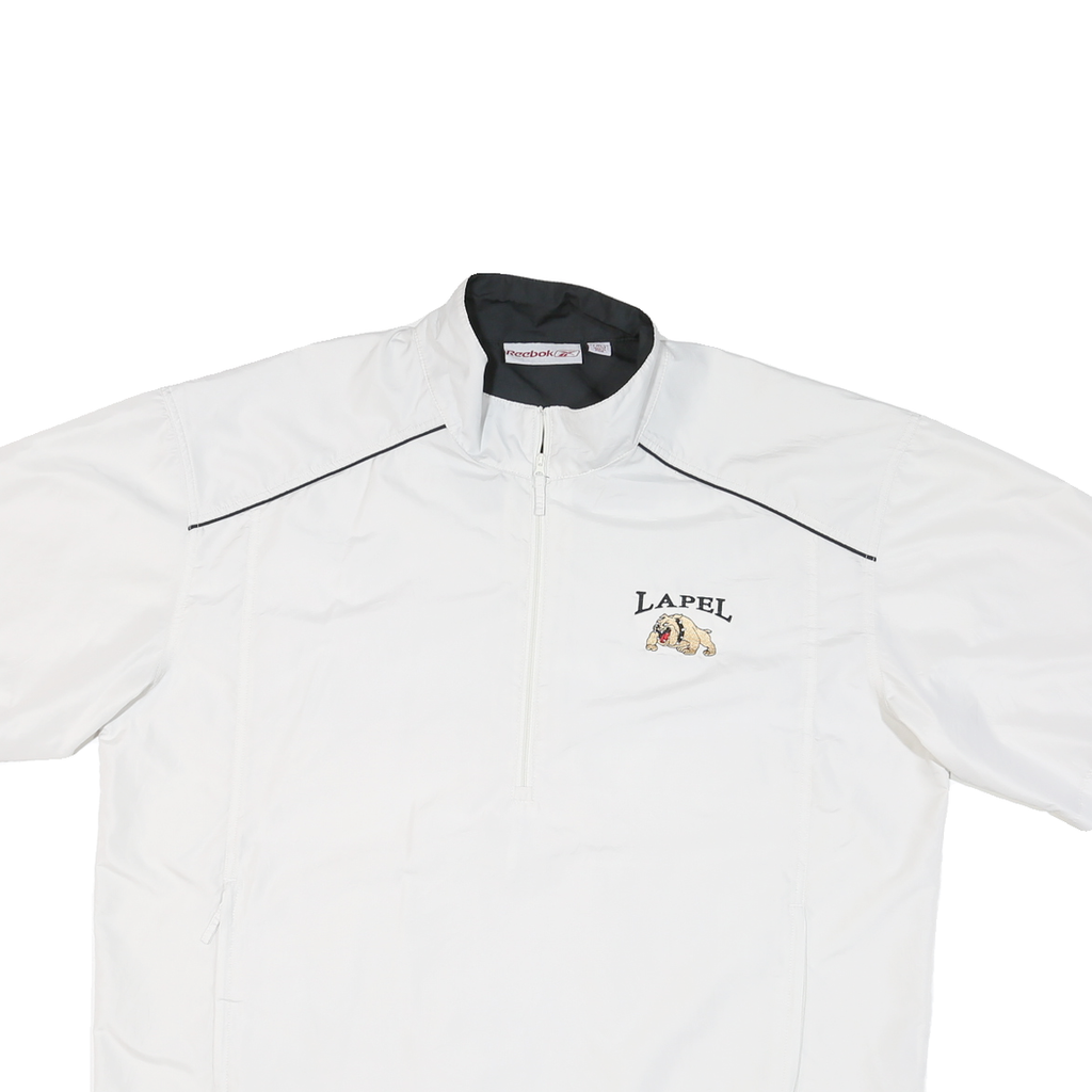 REEBOK Mens White Lapel Nylon Jacket XL Lightweight Zip Pockets Casual